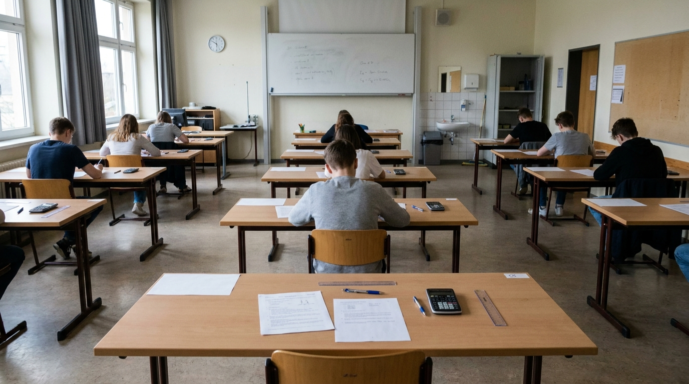 Abiturienten schreiben eine Abschlussprüfung an einem Gymnasium in Thüringen