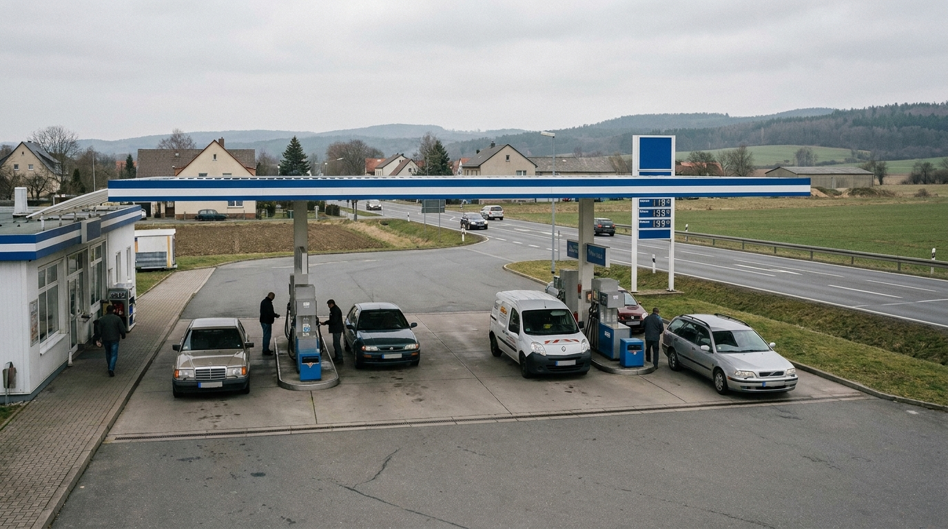 Autofahrer tanken an einer Tankstelle in Sachsen oder Thüringen