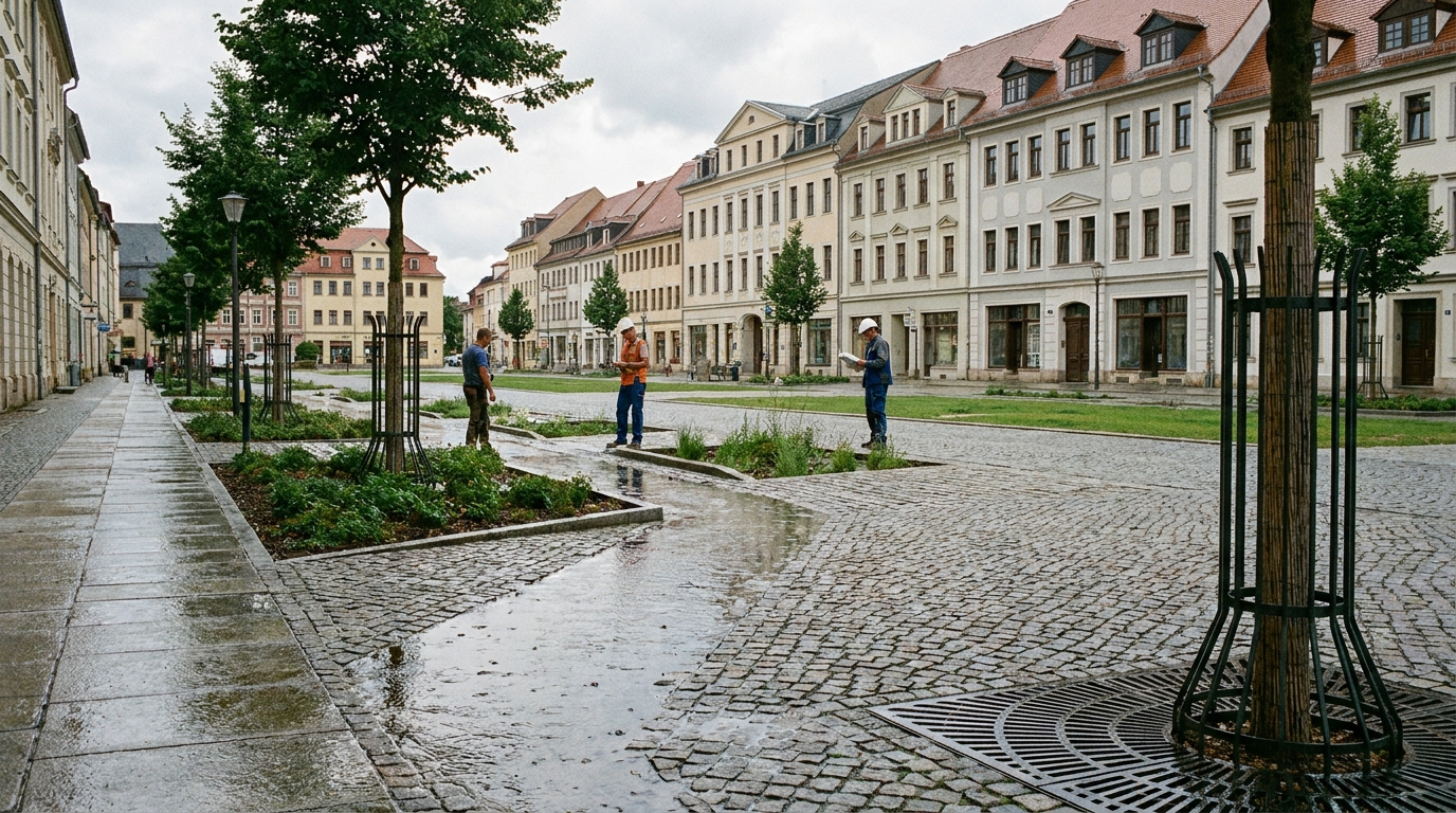 Versiegelte Innenstadtfläche in Altenburg als möglicher Standort für Schwammstadt-Maßnahmen