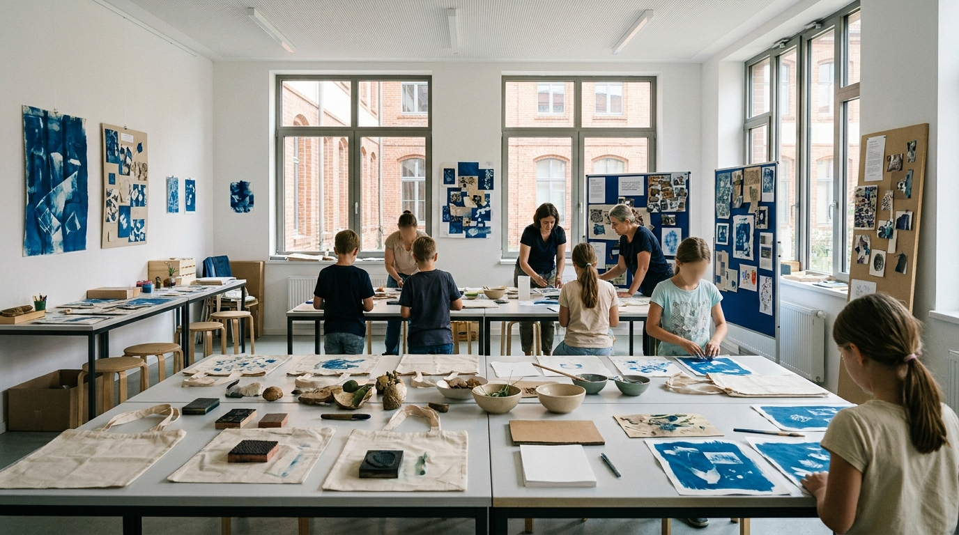Kinder und Familien nehmen an einem kreativen Ferienangebot in einer Zwickauer Kultureinrichtung teil.