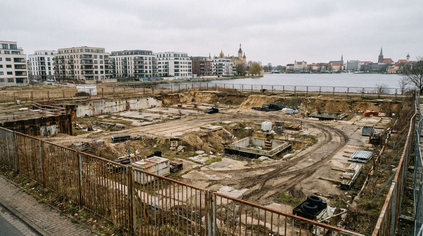 Am Kranweg neben der Schweriner Hafenpromenade sollen 166 Wohnungen entstehen. Bürgerinitiative, Stadtpolitik und Petitionsausschuss streiten über Gebäudehöhe, Bebauungsplan und die Beteiligung der Anwohner.