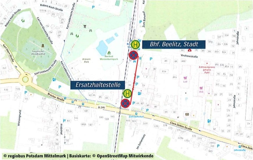 Esratzhaltestelle und Fahrverbot
