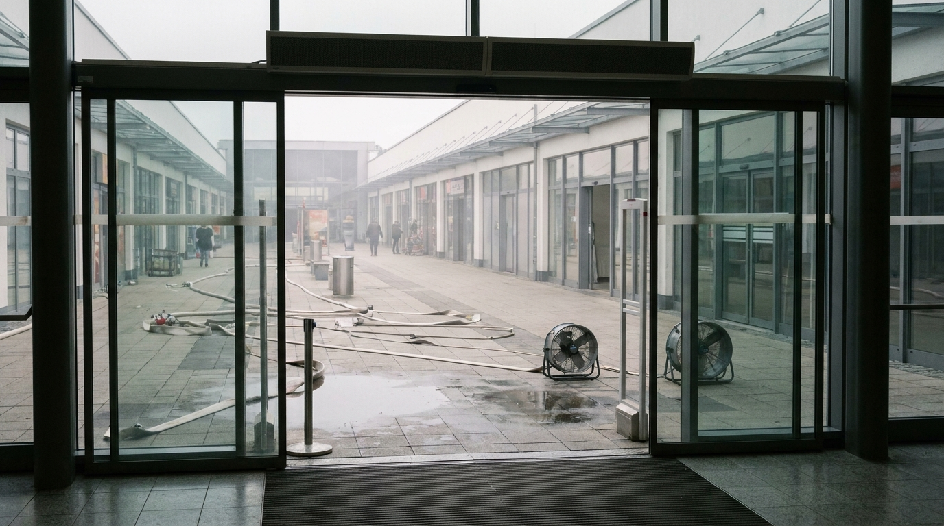Das Sieben Seen Center in Schwerin wurde am 15. Juli 2026 wegen einer Rauchentwicklung vollständig geräumt. Ursache waren brennende Abfälle in einem Mülltransportsystem. Verletzt wurde niemand.