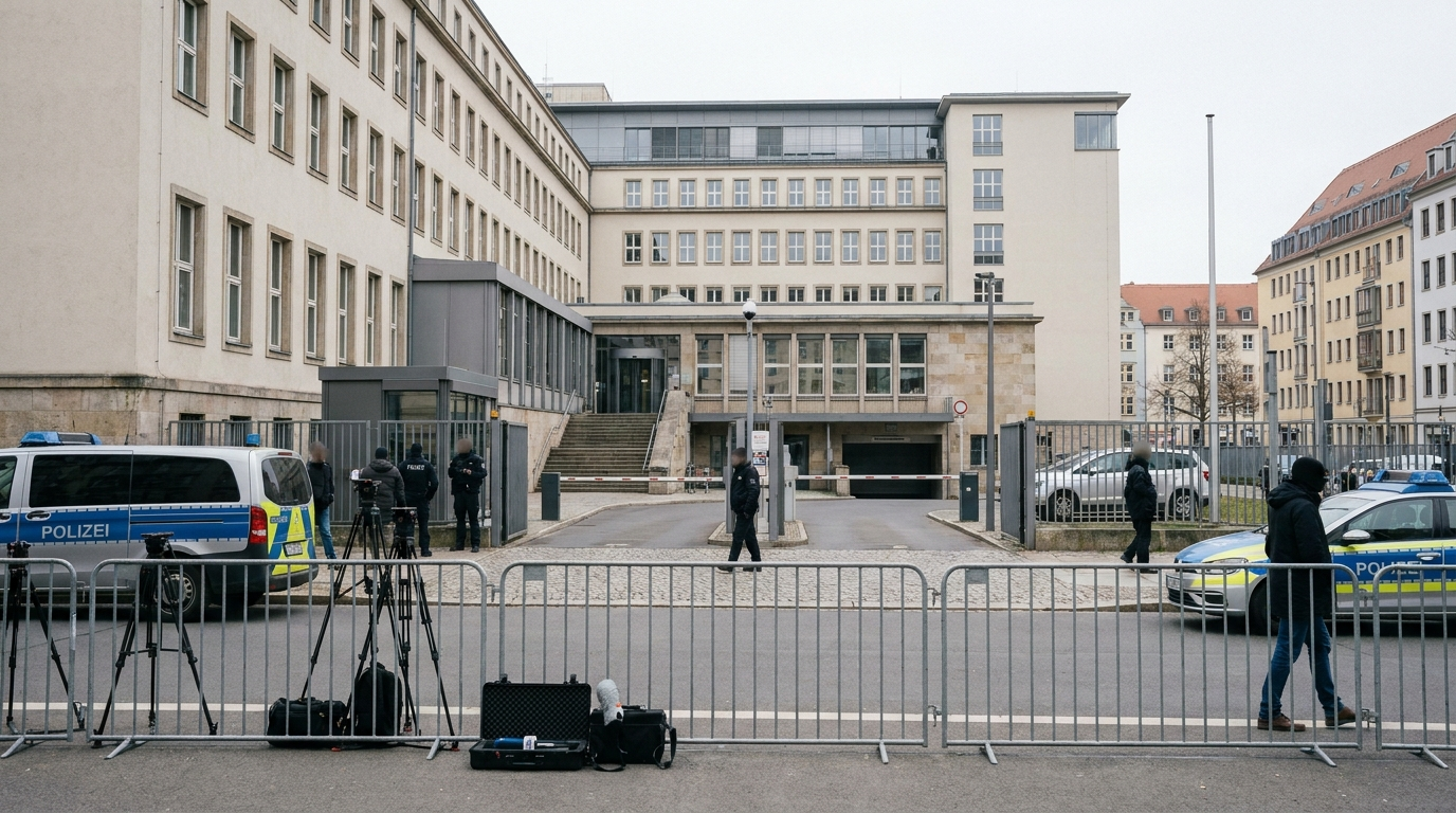 Oberlandesgericht Dresden nach dem Urteil gegen eine NSU-Unterstützerin