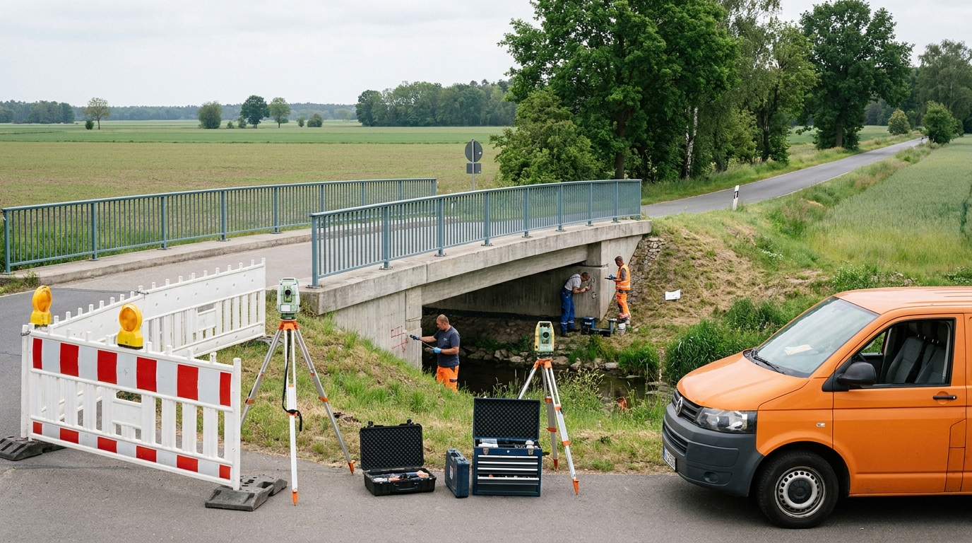 Materialuntersuchung an einer Straßenbrücke im Landkreis Elbe-Elster