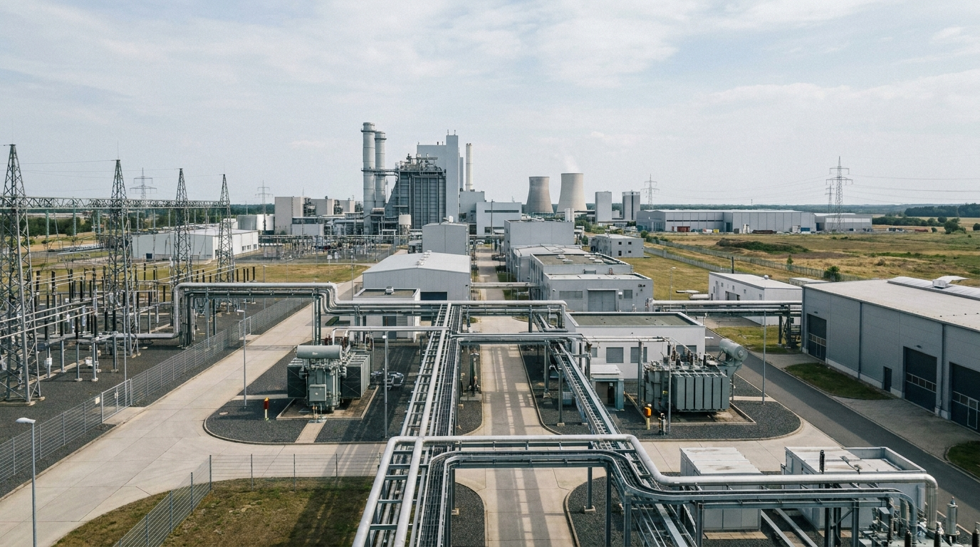 Kraftwerks- und Industrieanlagen am Energiestandort Schwarze Pumpe in der Lausitz