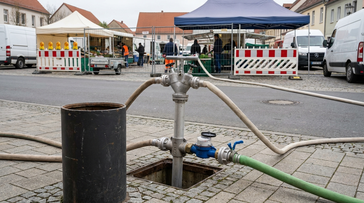 Standrohr an einem öffentlichen Hydranten in Sachsen-Anhalt